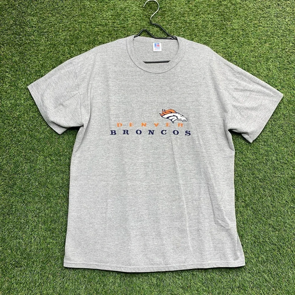Vintage Russell Athletic Denver Broncos Shirt Mens Large Single Stitch USA Made